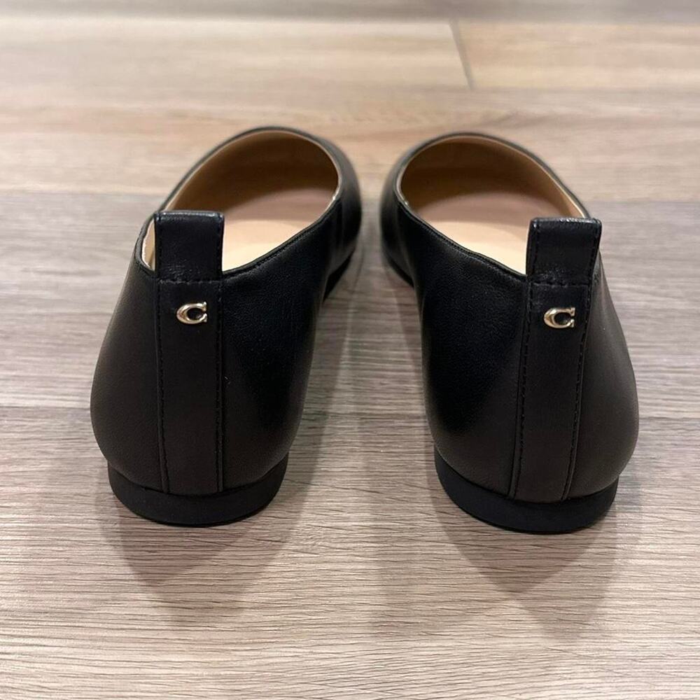 Coach NIB Wendie Black Leather Ballet Flats Slip Ons Women's 85 - Picture 5 of 5
